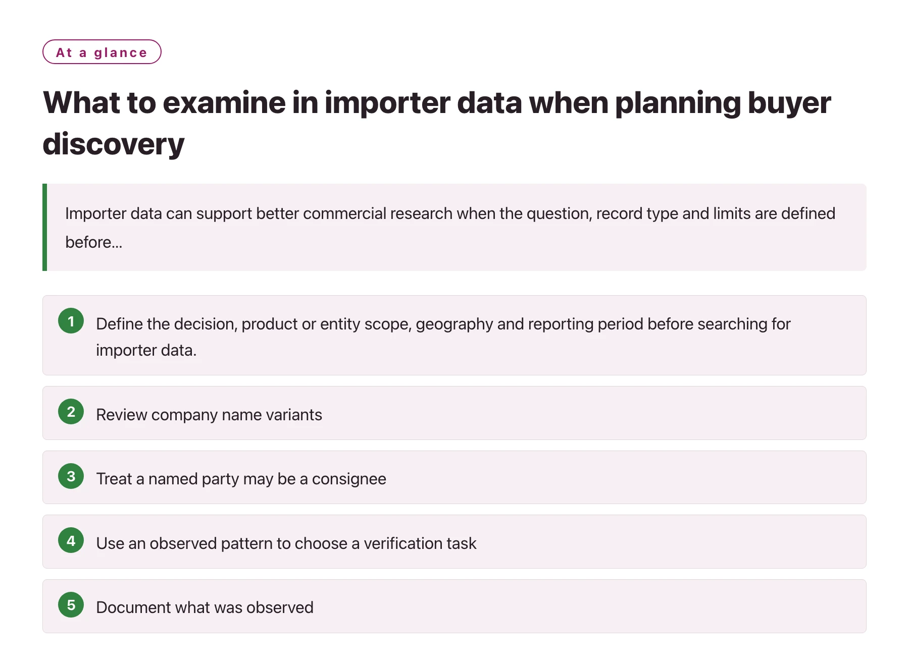 What to examine in importer data when planning buyer discovery——全文要点速览